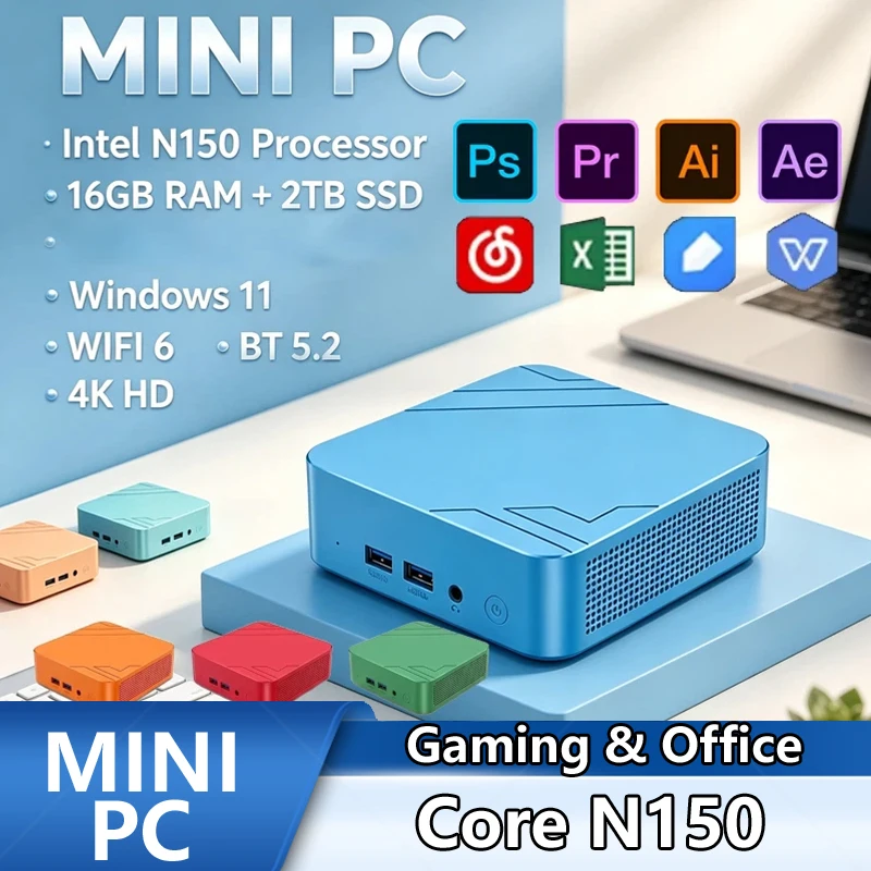 Video Gaming & Esports Usd Acc - Mini PC Colorato N150, 16GB+2TB SSD,